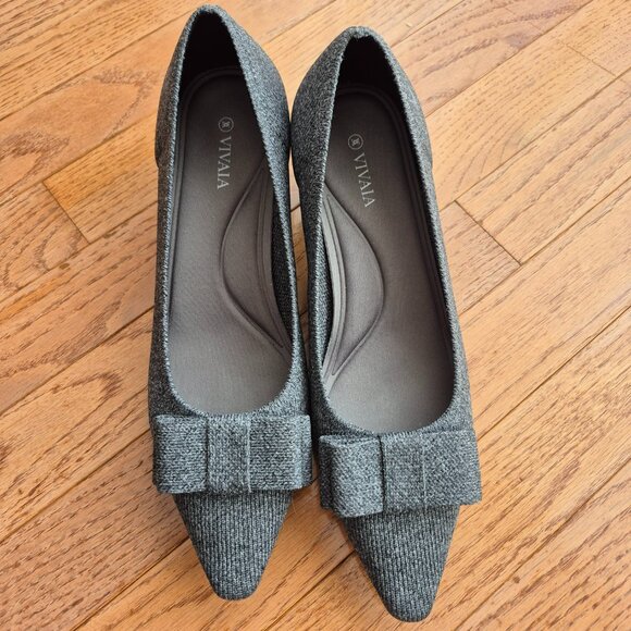 Vivaia Titli Pointed-Toe Bow Heels Gray EU39 US8 - Picture 5 of 13